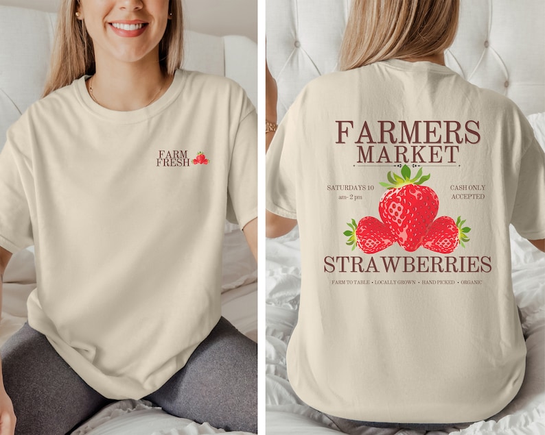 Women'S Fashion Market Size - Farmers Market Strawberries Fruit T-Shirt Summer