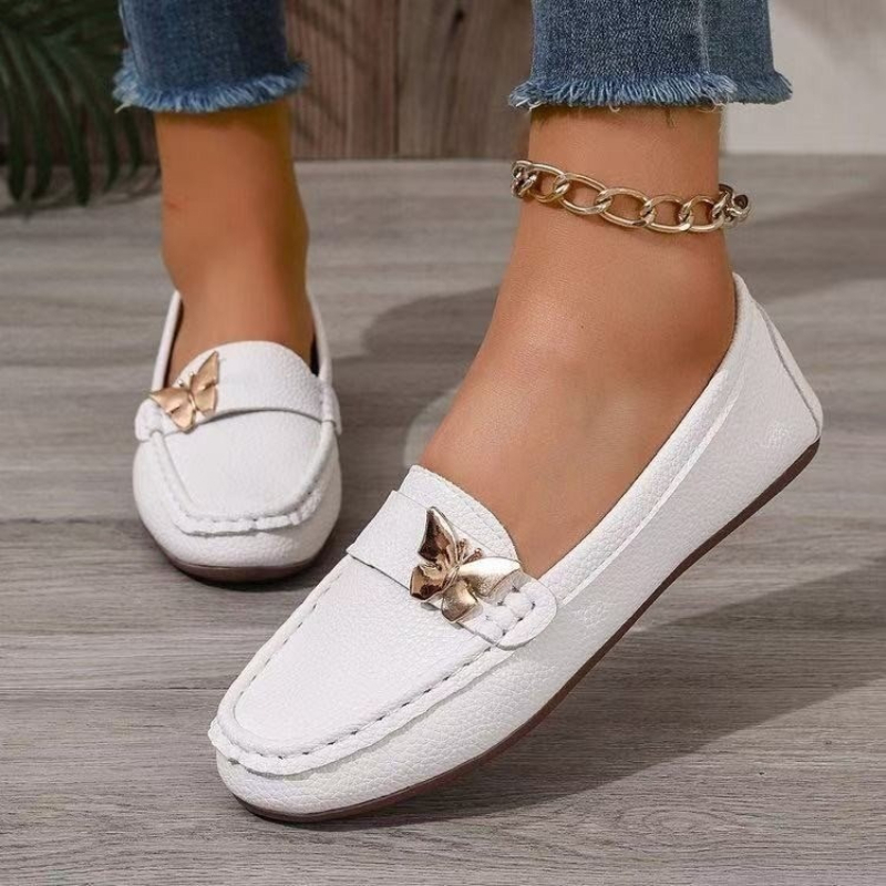 Women Fashion Heels - Leisure Butterfly Pattern Decorative Flat Shoes