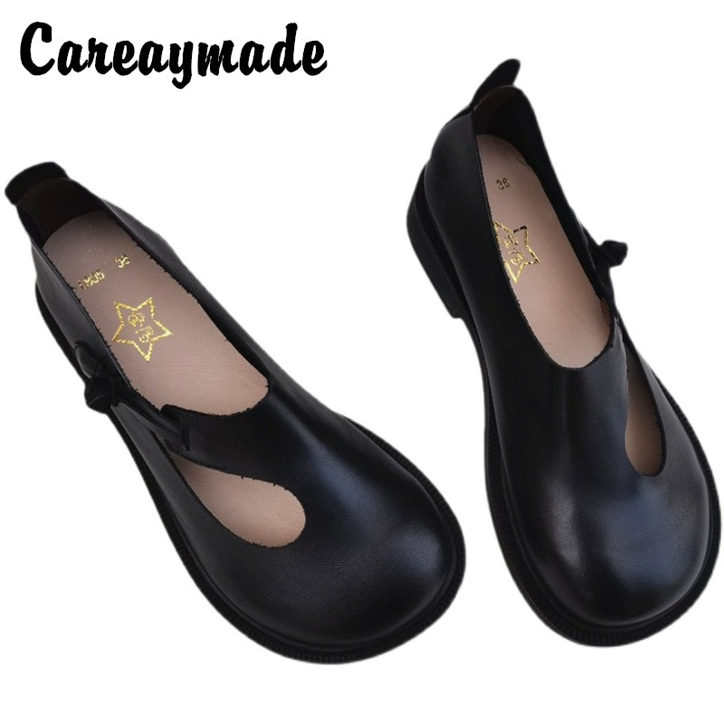 Women'S Fashion Walking Shoes - Careaymade-Genuine leather big shoes retro national