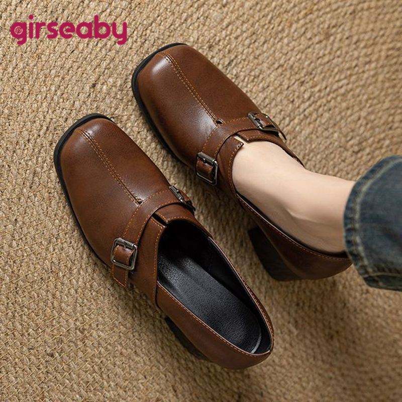 Women'S Fashion Loafers - Girseaby Vintage Women Pumps Square Toe