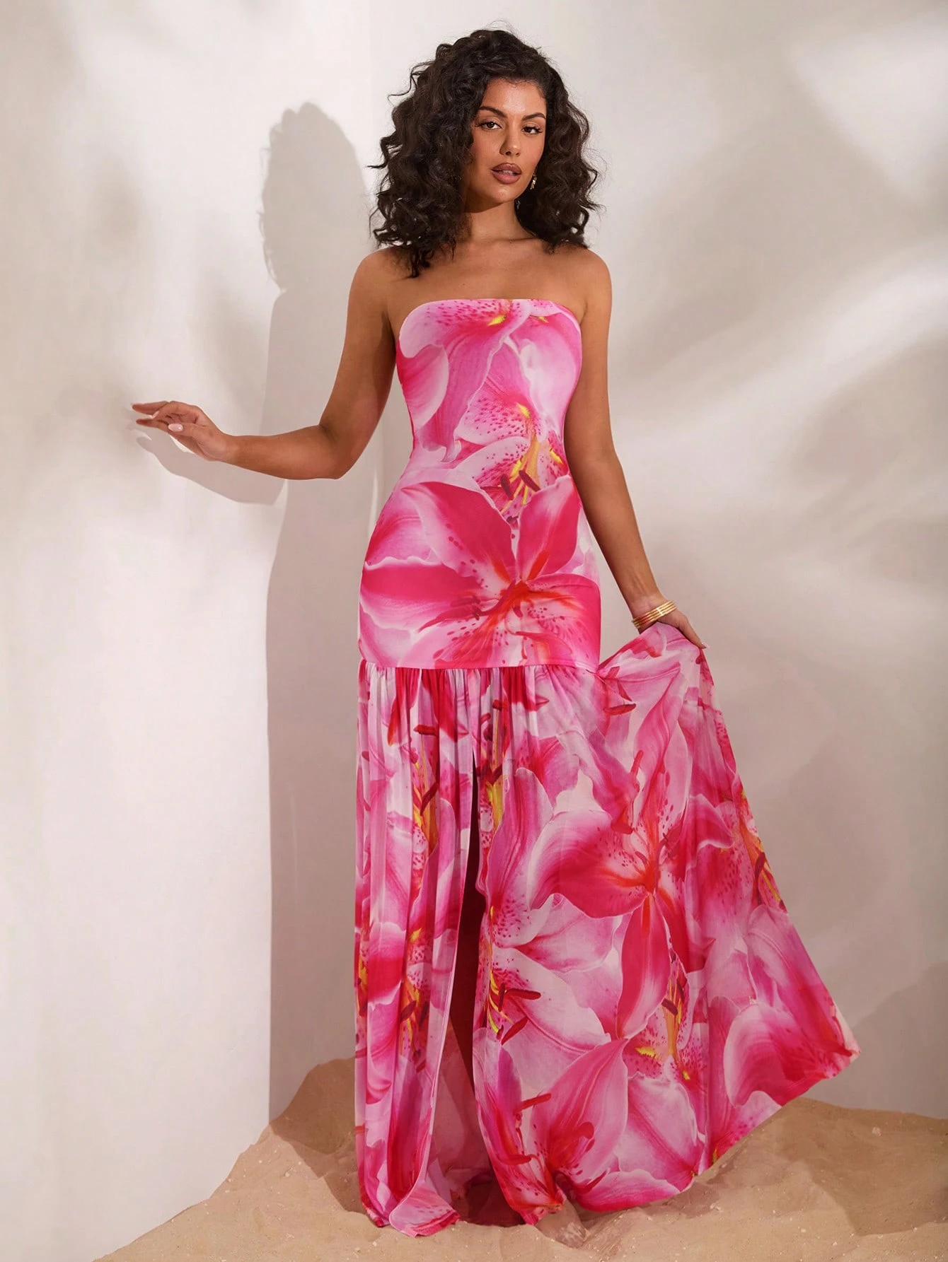 Floral Print Strapless Maxi Go - Floral Summer Dress review and price