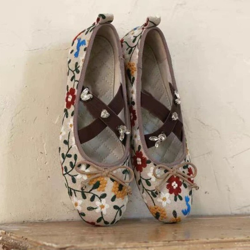 Embroidery Flower Ballet Flats - Women Fashion Brand review and price
