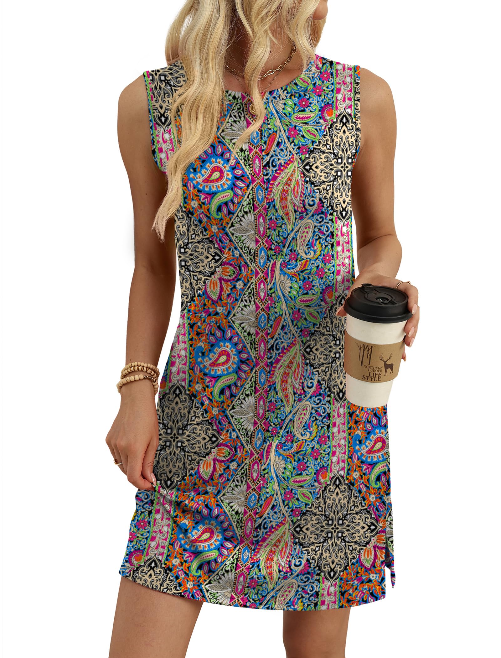 Casual Sleeveless Crewneck Dre - Floral Summer Dress review and price