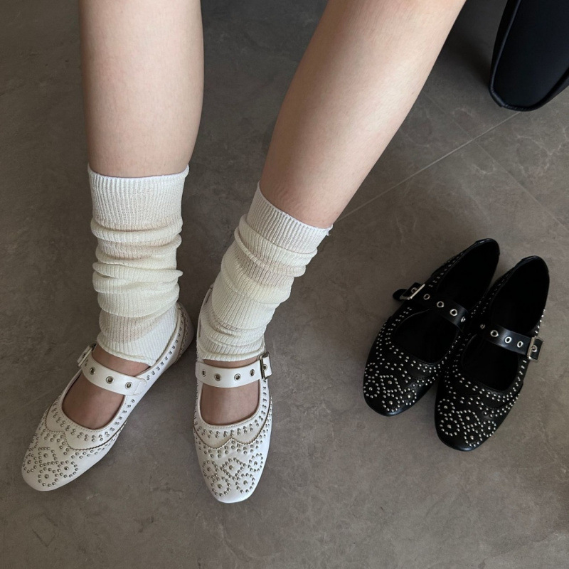 Retro Rivet Buckle Design Flat - Women Fashion Heels review and price