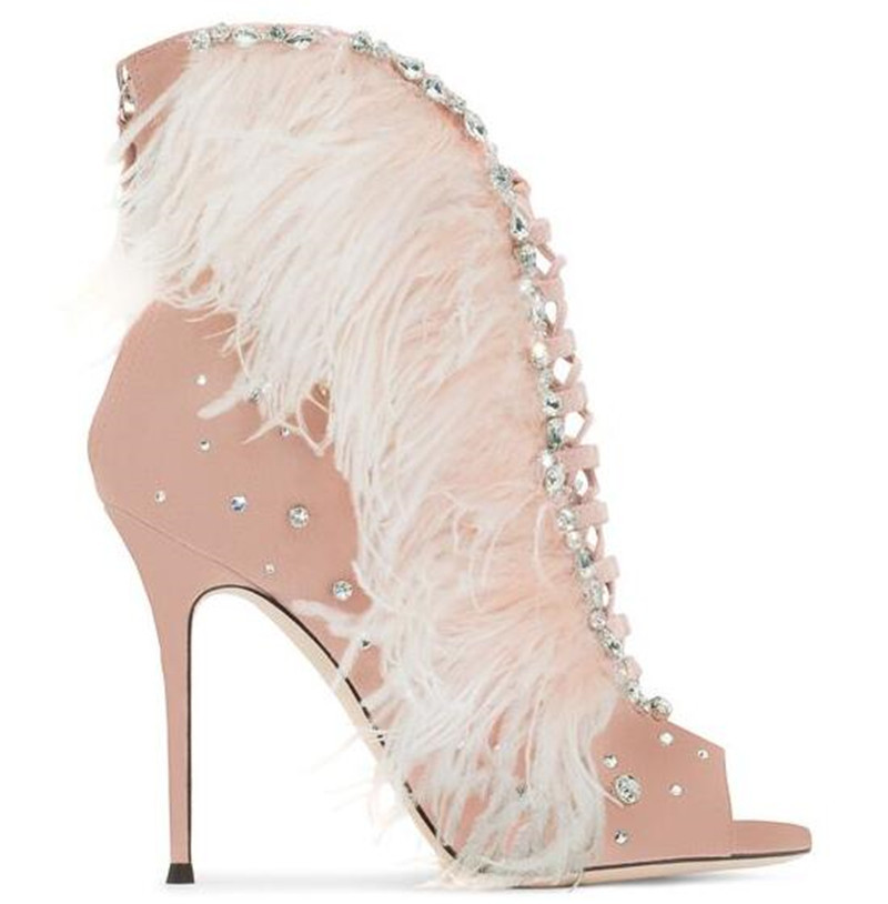Bling Crystal Fur Peep Toe Ank - Women'S Fashion Show review and price
