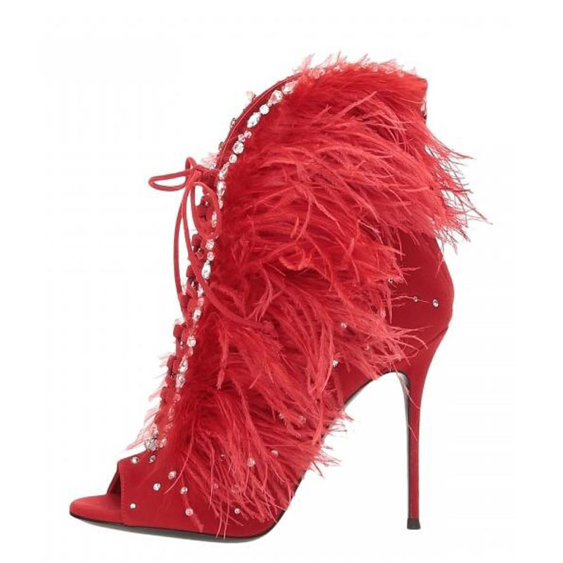 Bling Crystal Fur Peep Toe Ank - Women'S Fashion Show review and price