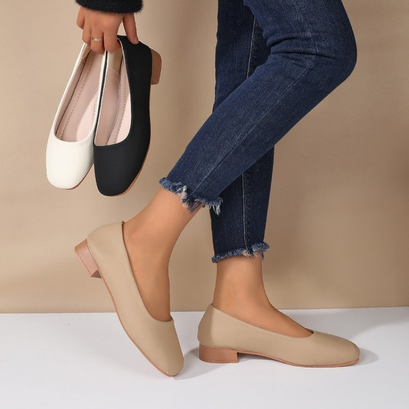 Soft Leather Round Toe Slip-On - Women Fashion Heels review and price