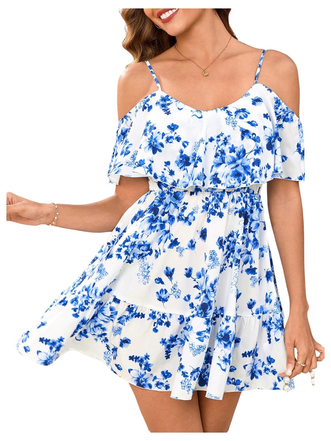 Elegant Off-Shoulder Floral Mi - Floral Summer Dress review and price