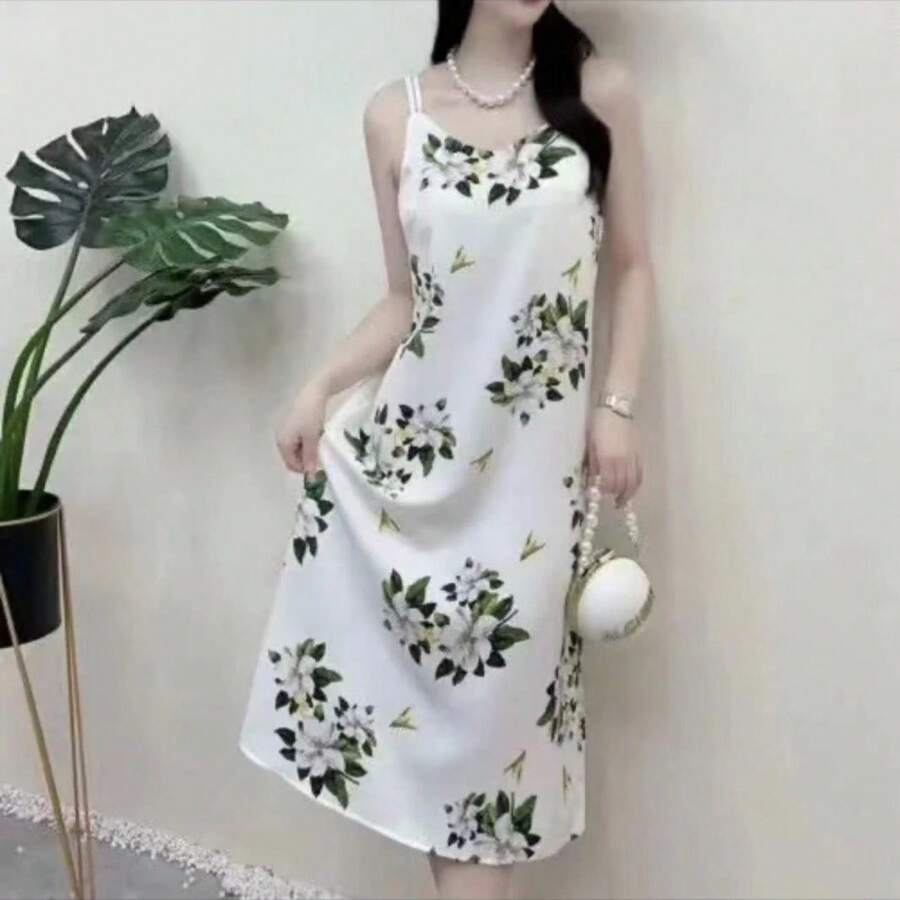 Elegant Floral Print Sleeveles - Floral Summer Dress review and price