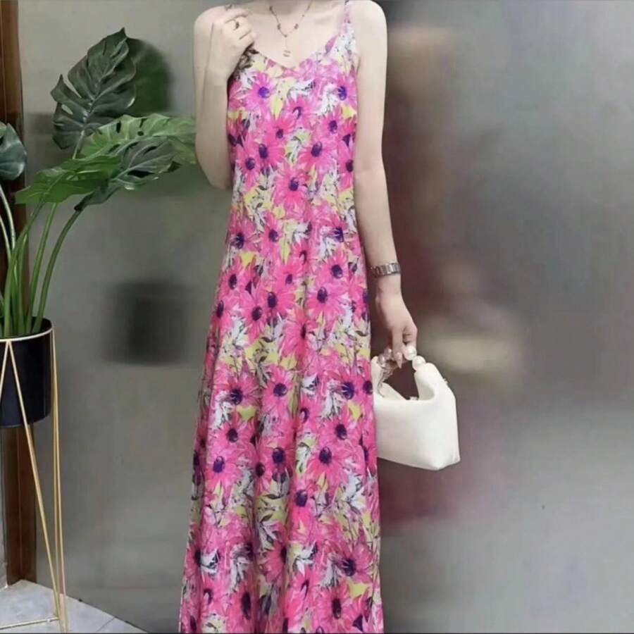 Elegant Floral Print Sleeveles - Floral Summer Dress review and price