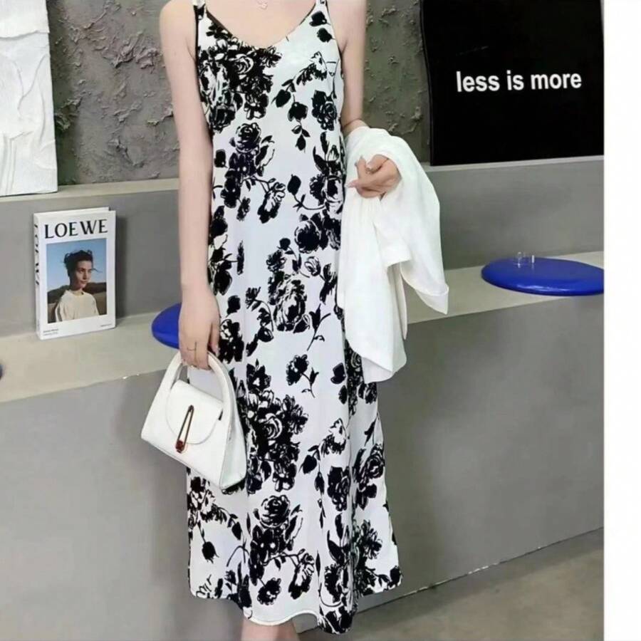 Elegant Floral Print Sleeveles - Floral Summer Dress review and price