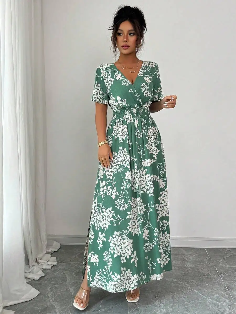 Women Elegant Floral Print Wra - Floral Summer Dress review and price