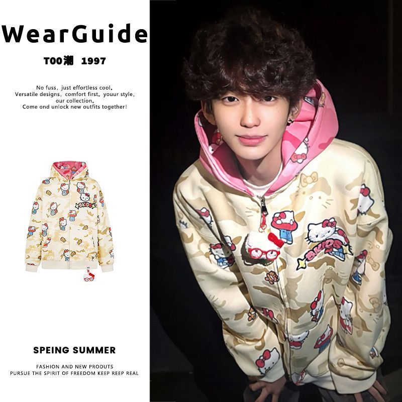 Ins New Hello Kitty Bapes Camo - Hoodie Women Oversized review and price